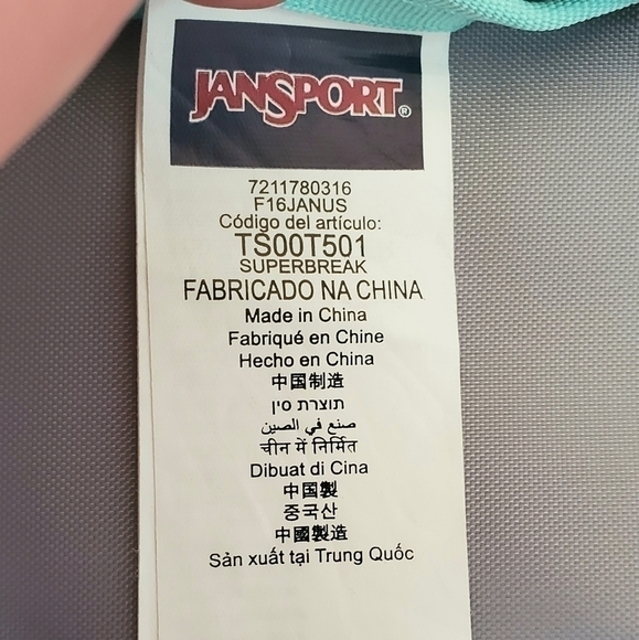 JANSPORT SuperBreak Light Teal Mint Green Gray Polka Dots Backpack - Picture 13 of 13